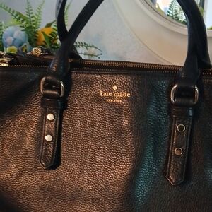 Kate Spade Black Real Leather Large Textured Satchel